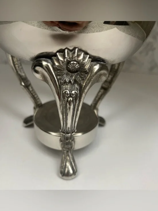 Vintage Silver Footed Planter Rim Stand - 7" Ornate Flower Pedestal - Picture 3 of 8